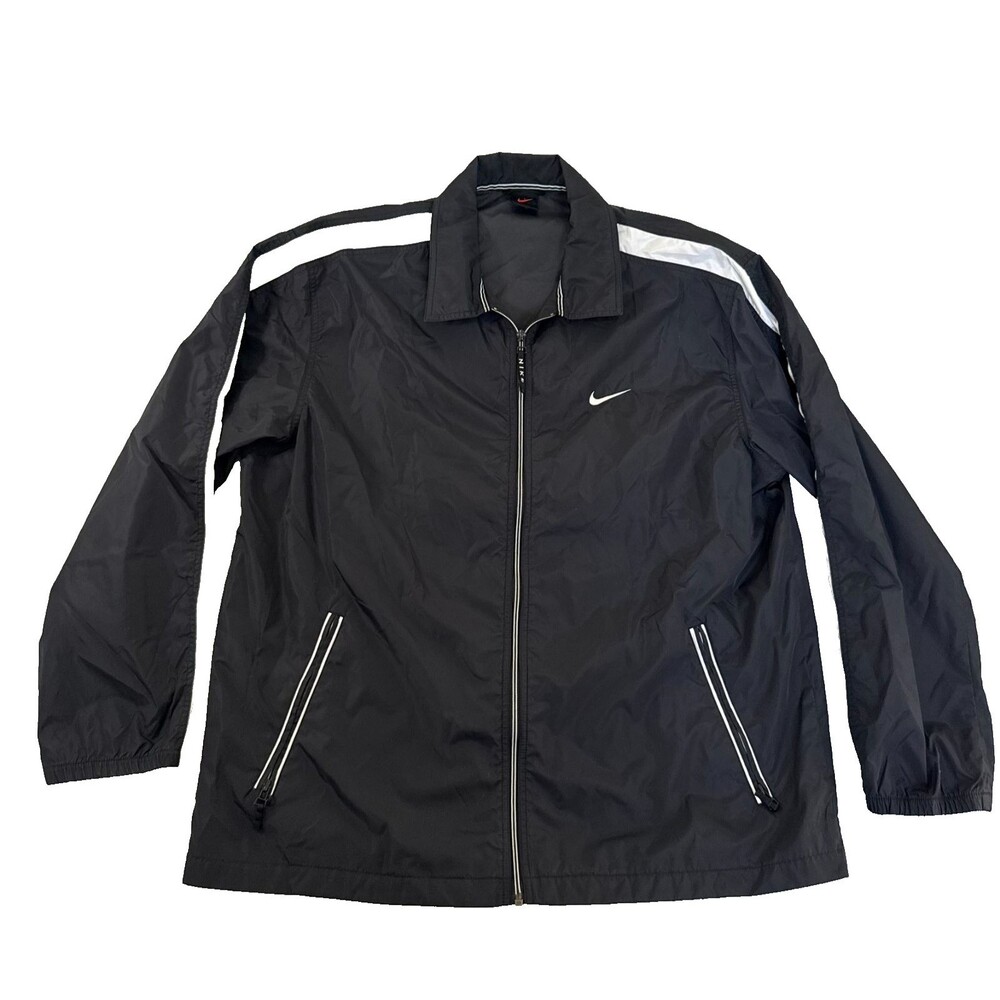 Vintage Nike Track Jacket Mens Black Essentials Windbreaker Size L